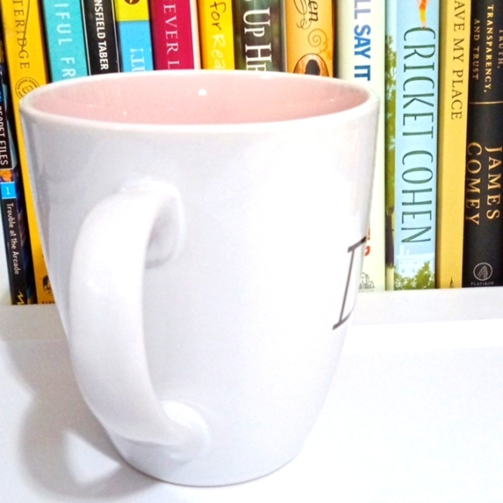 WEDDING RING "I DO" COFFEE MUG - White and Pink - 20oz. CUP - Picture 4 of 7